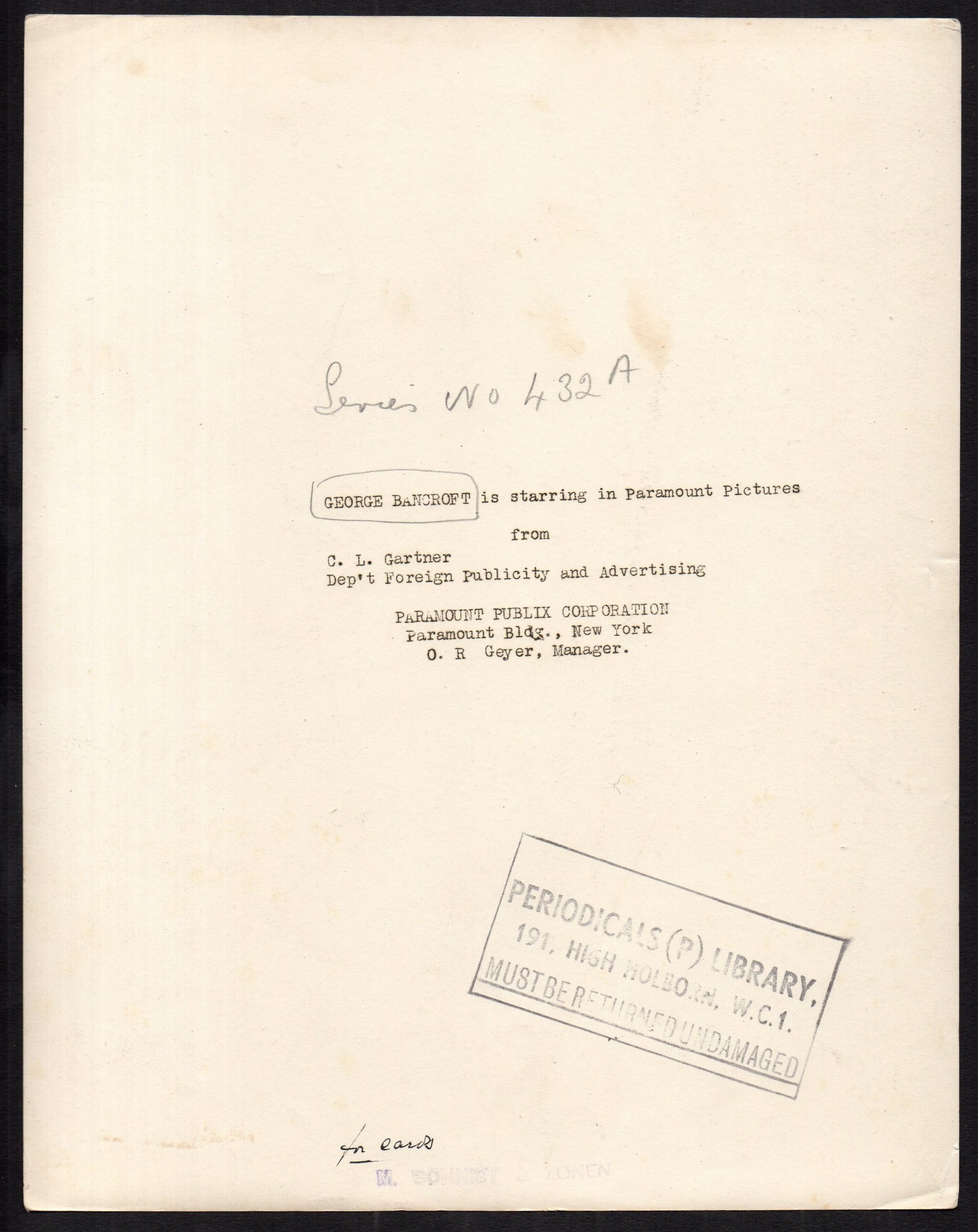 BANCROFT Rare Film Posters