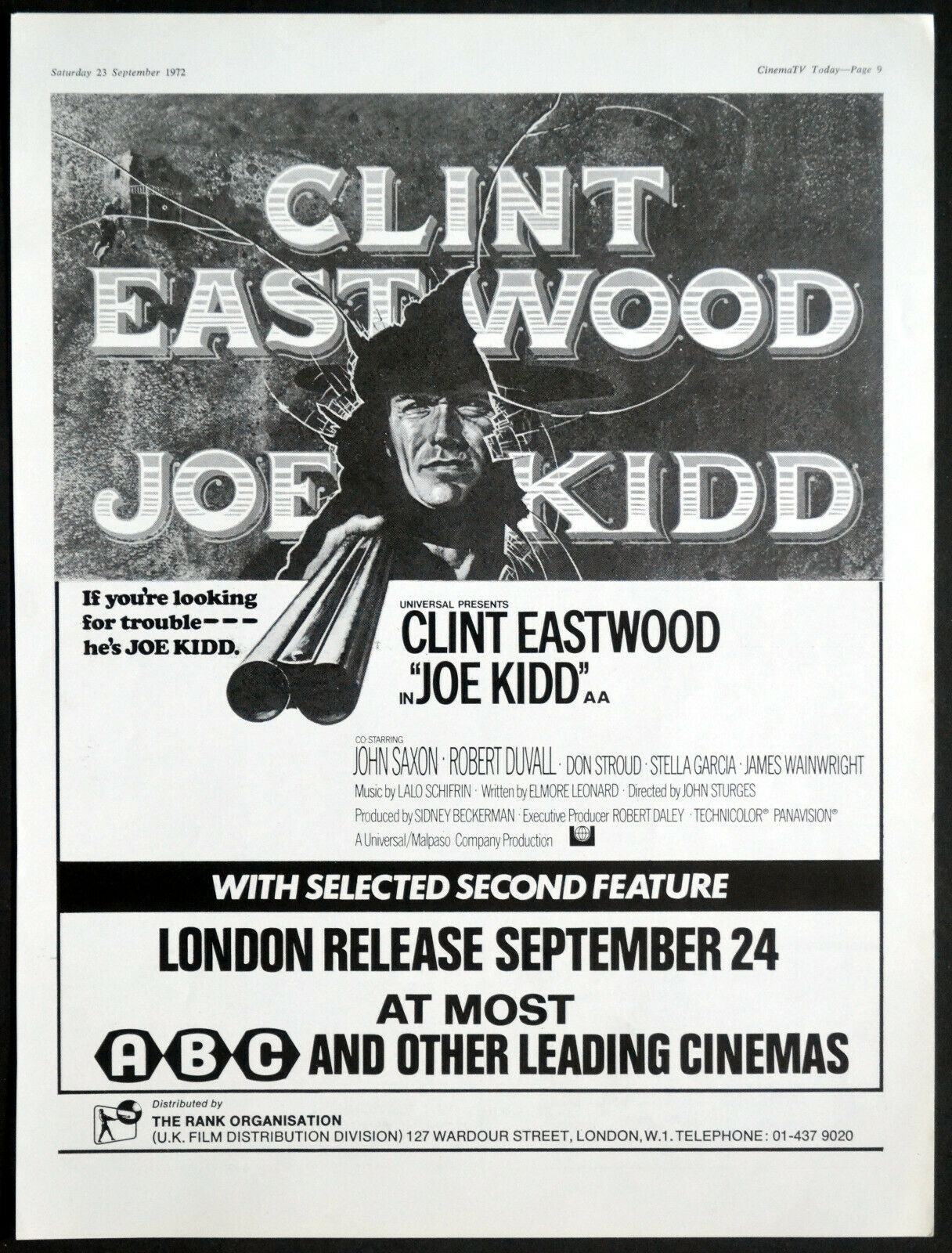 JOE KIDD Rare Film Posters