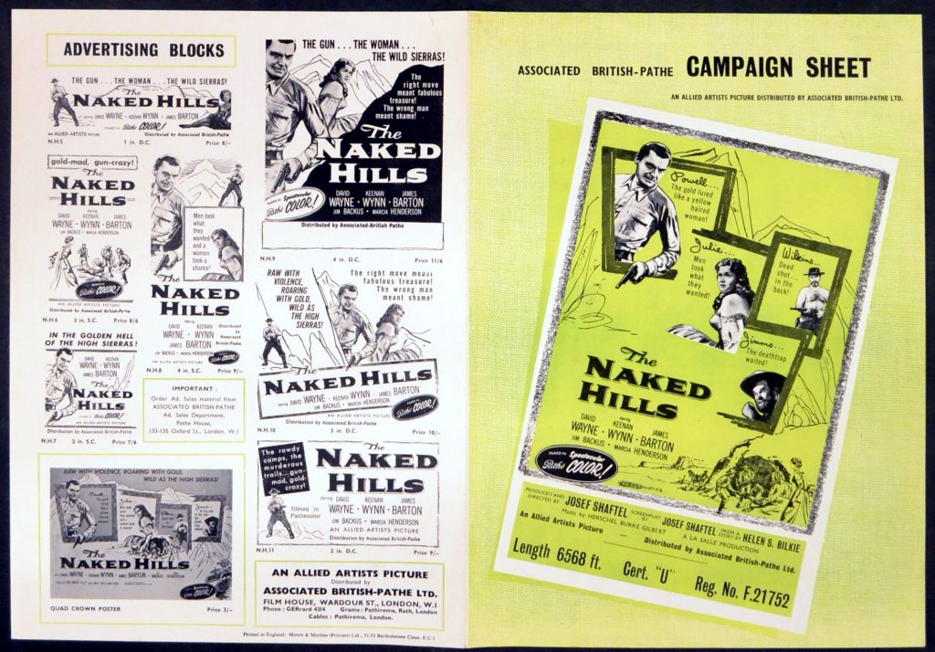 NAKED HILLS Rare Film Posters